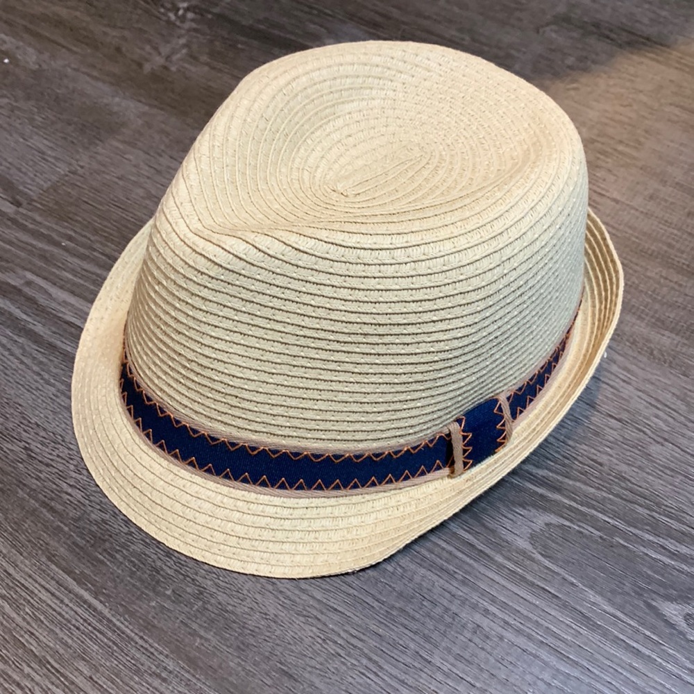 Boys Hat kids Fedora Havana style dark blue with orange